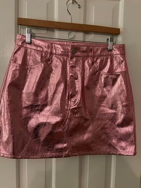 Francesca's Collections Metallic Rose Pink Mini Skirt